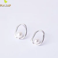 flyleaf irregular circle freshwater pearl stud earrings for women original design 100 925 sterling silver fashion jewellery