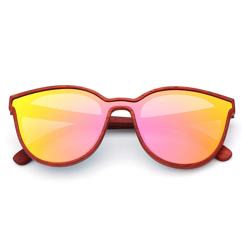 Pink lens Новое дизайнерское деревянное солнцезащитное стекло es для женщин и мужчин, поляризованные линзы Ретро винтажное солнцезащитное стекло высокого качества UV400 - Цвет линз: Pink lens