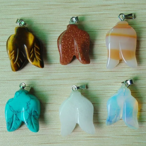 2018 модные подвески из натурального камня в форме листьев Подвески для