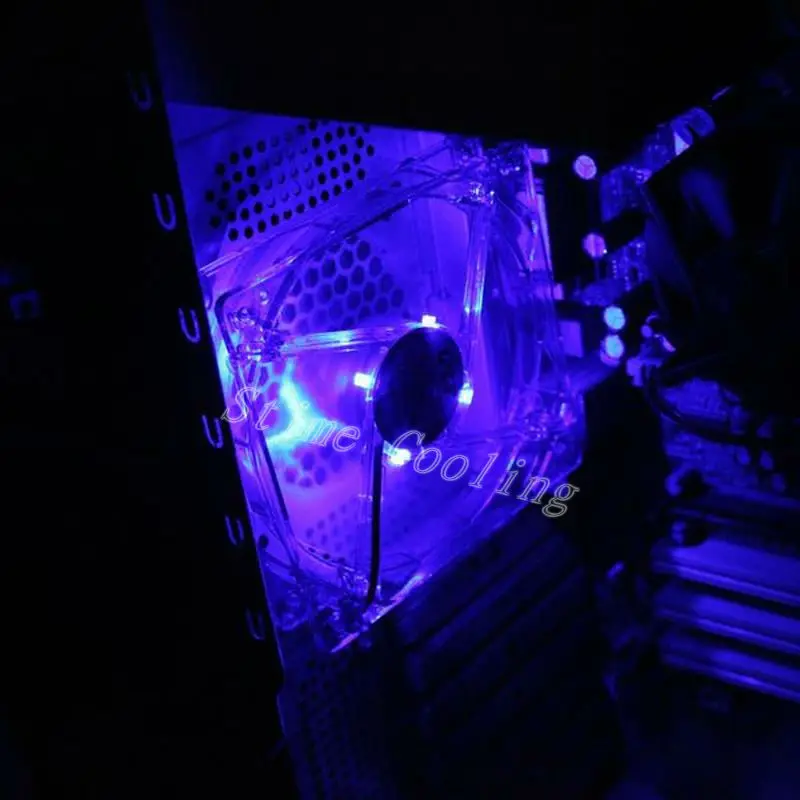 10 шт./партия прозрачный синий светодиодный светильник DC 12 В 8 см 80 мм 8025 корпус для