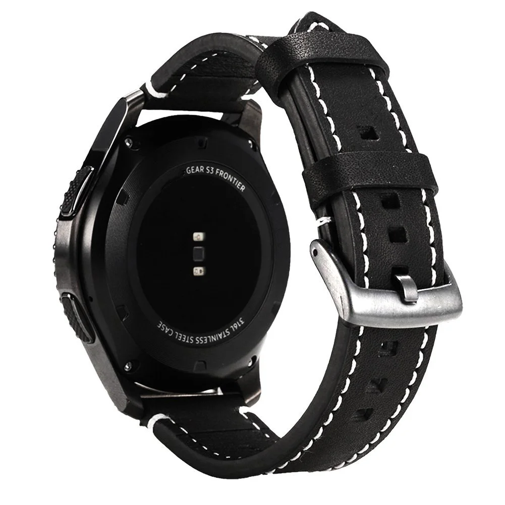 Черный Ремешок из натуральной кожи Eastar для samsung gear S3 Band Frontier ремешок для xiaomi huami amazfit bip pace lite ремешок - Цвет ремешка: Черный