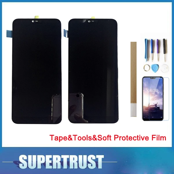 

For Nokia 7.1 TA-1085 TA-1095 TA-1096 TA-1100 LCD Display +Touch Screen Digitizer Replacement Black with Tape&Tool&Soft Film