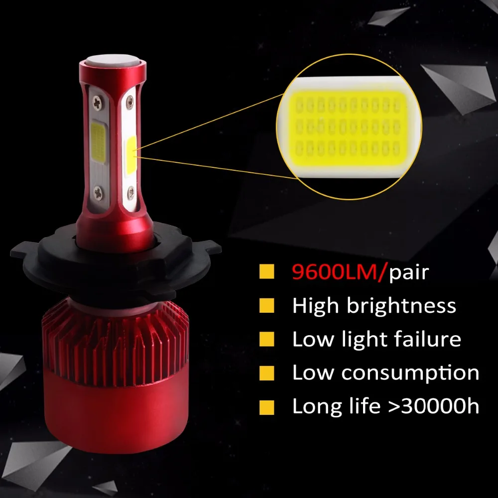 AcooSun 12V H4 светодиодный лампы для автомобилей с H7 головной светильник s H3 COB