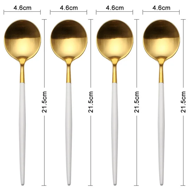4 pieces Soup spoon 4 шт./компл. столовая посуда, нержавеющая сталь ложки вилки ножи Набор белого золота набор столовых приборов пищевой столовые приборы для обеденного стола - Цвет: 4 pieces Soup spoon
