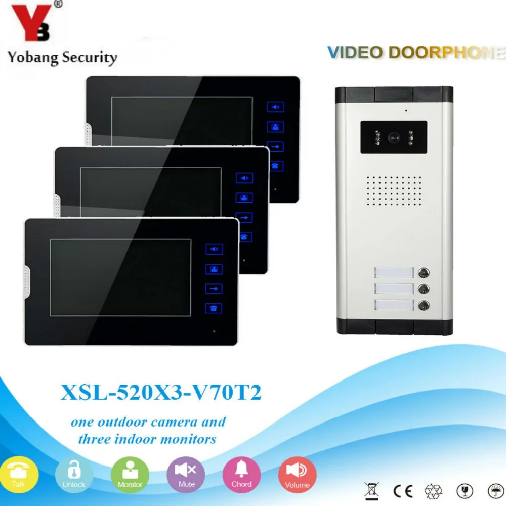 Yobang Security Video Door Phone Intercom Home Doorbell System Wired 7 inch LCD Display Monitor For Apartment family | Безопасность и