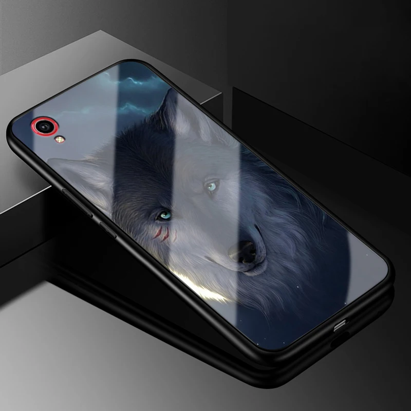 ДЛЯ Vivo Y91c чехол Y91i PC Пластиковый стеклянный чехол для телефона черный ТПУ бампер чехол для Vivo Y91i Vivo Y91c закаленное стекло Жесткий Чехол