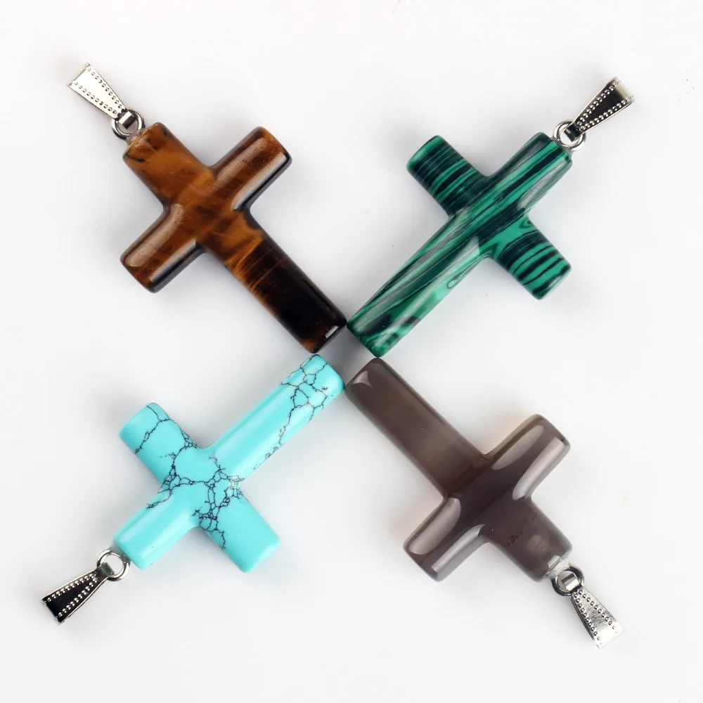 Тигровый глаз естественный серый малахитовый крест подвески пенделя для исцеления через чакры камень Рейки для украшений на шею Бесплатный мешочек.