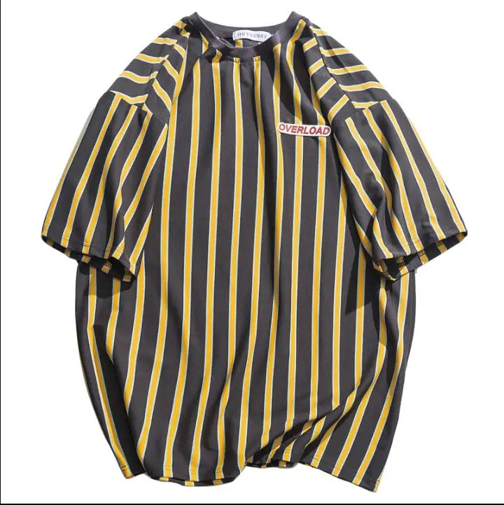 

Summer New Loose Stripe Oversized Short Sleeve Men's T-shirt