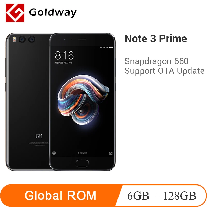 Оригинал Xiaomi mi Note 3 Prime 6 ГБ ОЗУ 128 Гб ПЗУ мобильный телефон Восьмиядерный процессор