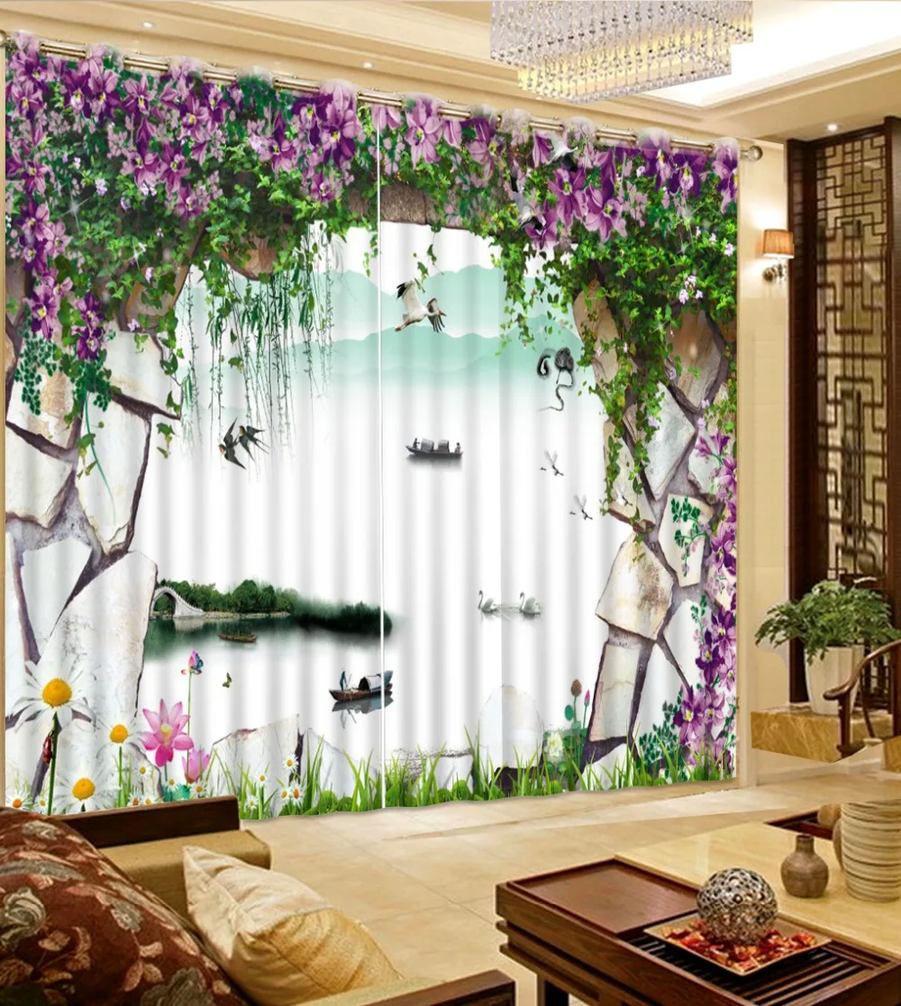 

Photo Customize size Curtain window room 3d stereoscopic nature scenery custom curtains modern living room