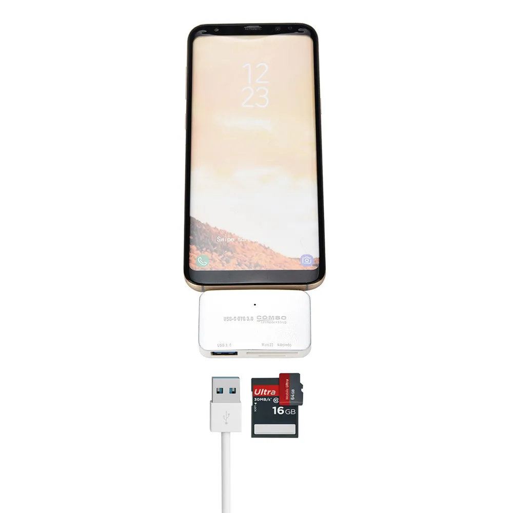 Ouhaobin Type C USB адаптер концентратор SD/Micro SD кардридер для Samsung Galaxy NOTE 8 / MacBook Pro Прямая