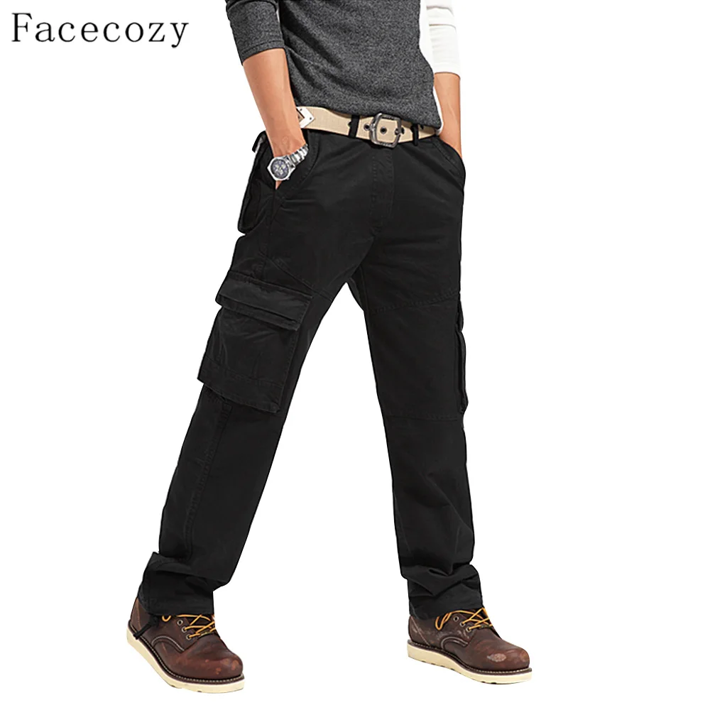 Facecozy Мужские осенне-зимние уличные спортивные походные брюки, мужские ветрозащитные многокарманные походные износостойкие брюки-карго