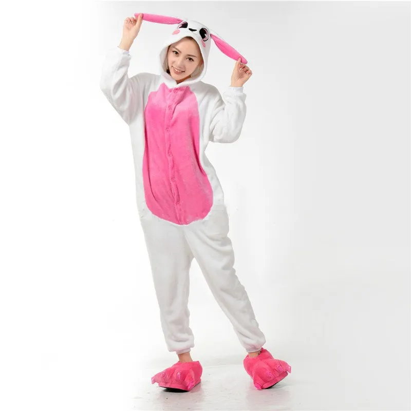 Милые животные розовый кролик Kigurumi пижамы для женщин взрослых мультфильм