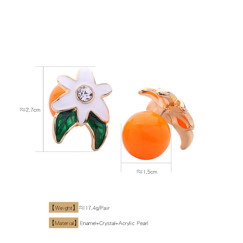 Летние милые серьги с эмалью в виде листьев и цветов Двухсторонние большими