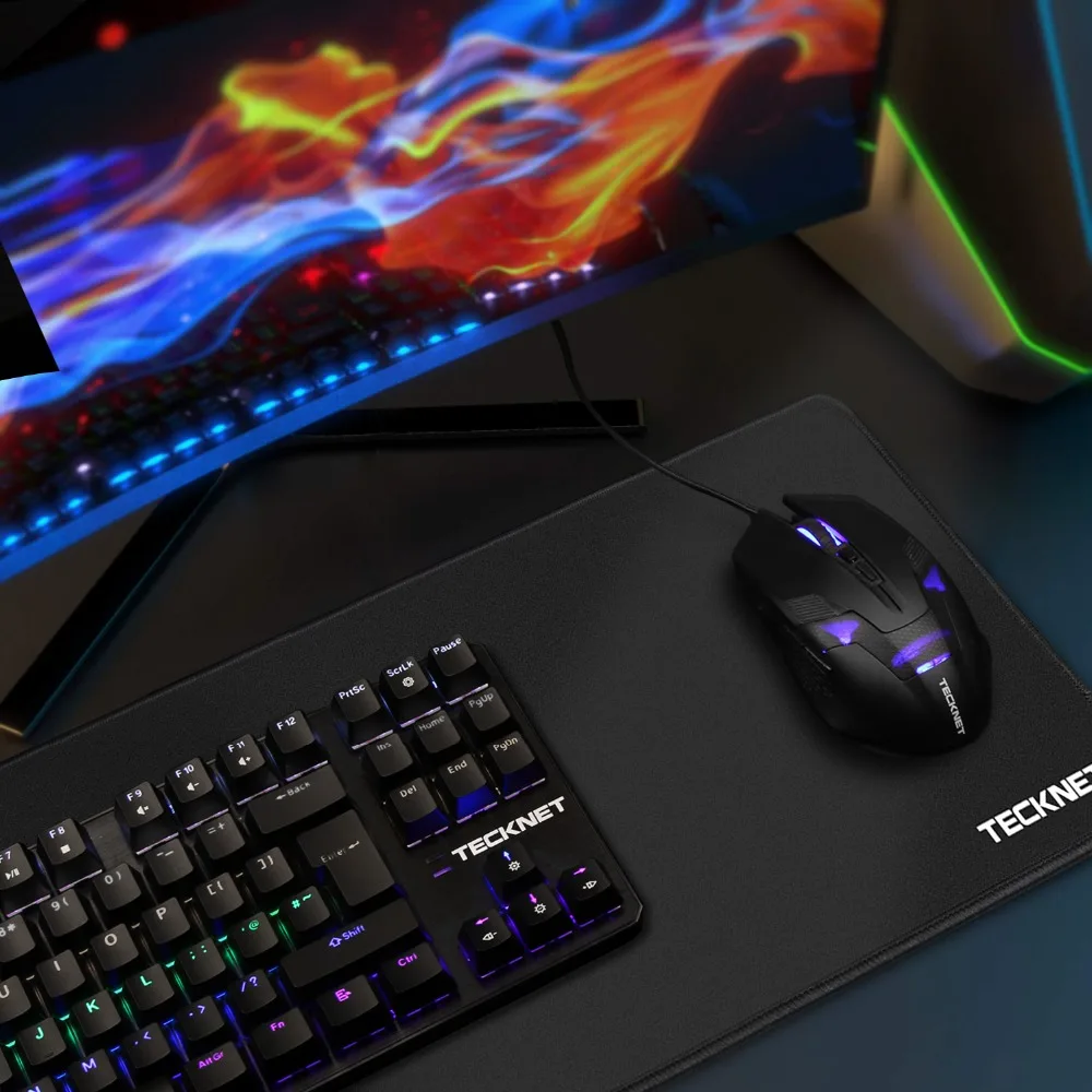 TeckNet игровой коврик для мыши размера XXL натуральный Противоскользящий резиновый компьютерный геймерский коврик для мыши водонепроницаемый коврик для мыши 900x450x3 мм