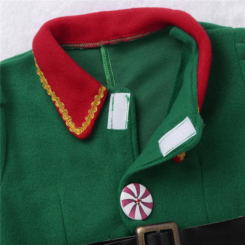 Kids Girls elf christmas Dress New Year Festival with Hat Belt Tights Set for Xmas Cosplay Party Costume Up | Детская одежда и
