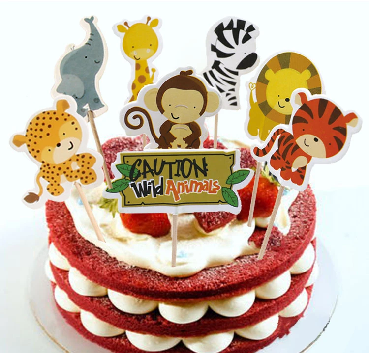 

Safari Party 24pcs Jungle Animal Cake Topper For Baby Shower Birthday Cake Decoration Supply Kids Favor Birthday Party Topper