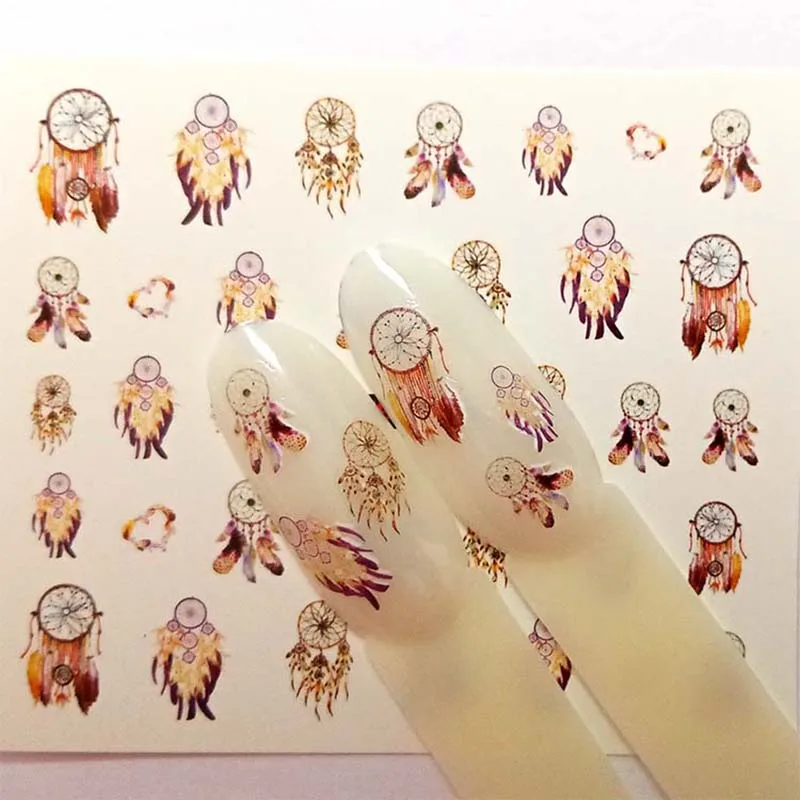 

4 Designs Nail Sticker Set Dreamcather Feather Decal Water Transfer Slider For Nails Art Decor B49/B50/B51/B52