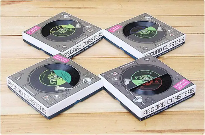 Удивительная 100 шт./компл. Ретро виниловый проигрыватель подставки под напитки