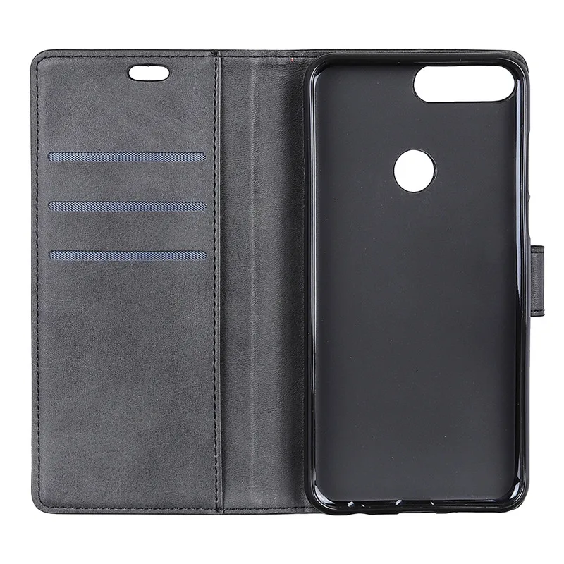 For Funda Huawei Y7 Prime 2018 Case Plain Leather Business Cover Y7Prime Wallet Flip Stand Phone Cases | Мобильные телефоны и