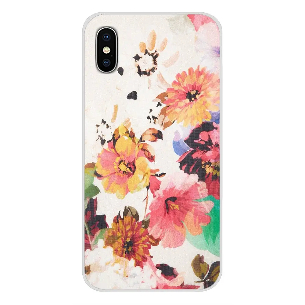 Silicone Phone Cover Bag Flower watercolour Painting Art For Xiaomi Mi6 A1 5X 6X Redmi Note 5 5A 4X 4A 4 3 Plus Pro pocophone F1 | Мобильные