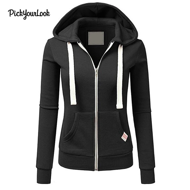 PickyourLook толстовки Женская толстовка с длинным рукавом зимняя на молнии