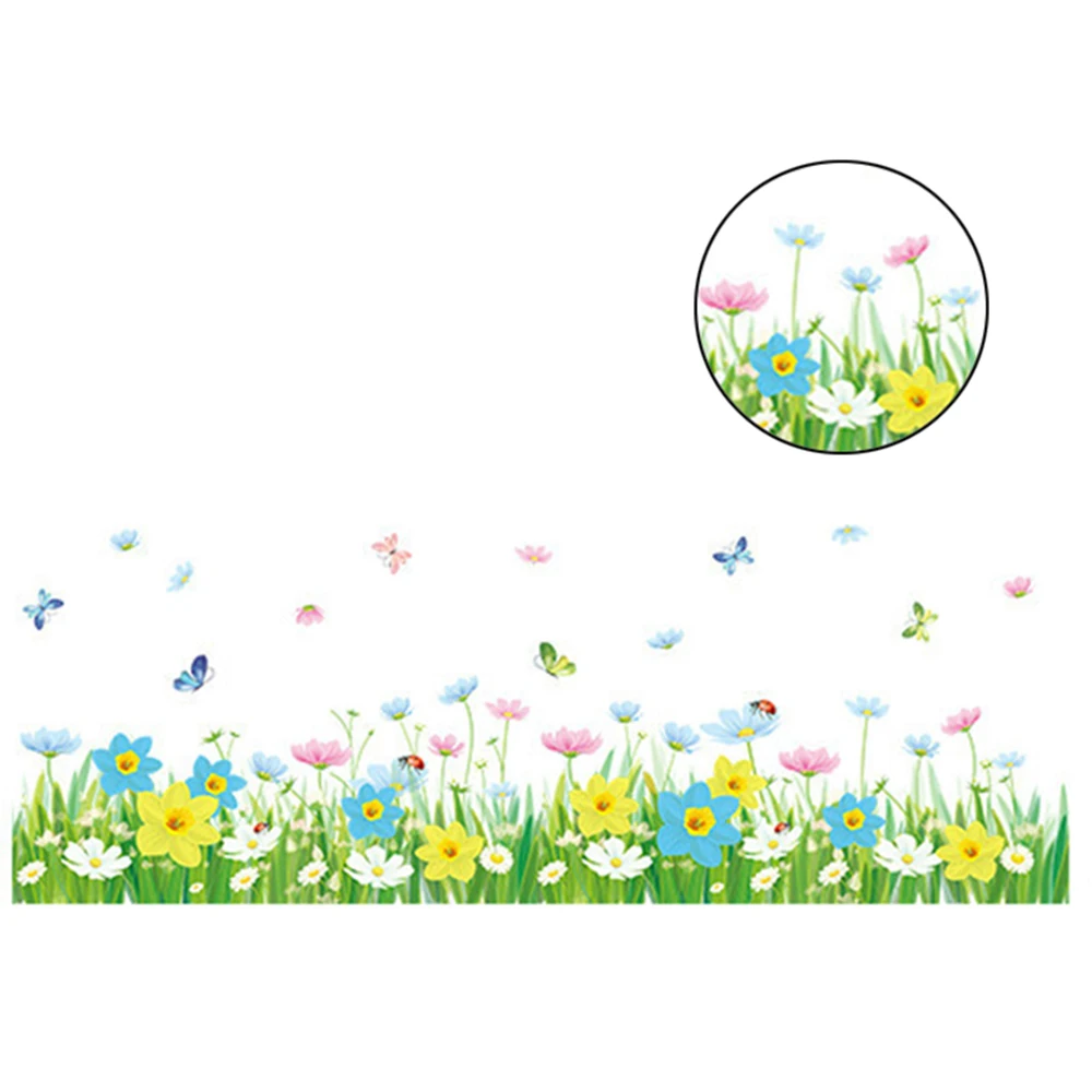 Новинка 2019 зеленая трава Бабочка цветок наклейки на стену гостиная спальня