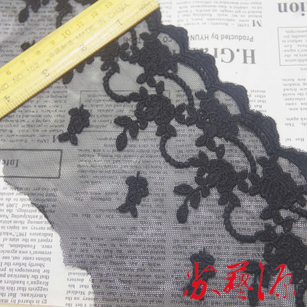 Специальная продажа 12 см ширина черная марля хлопок вышивка кружево отделка