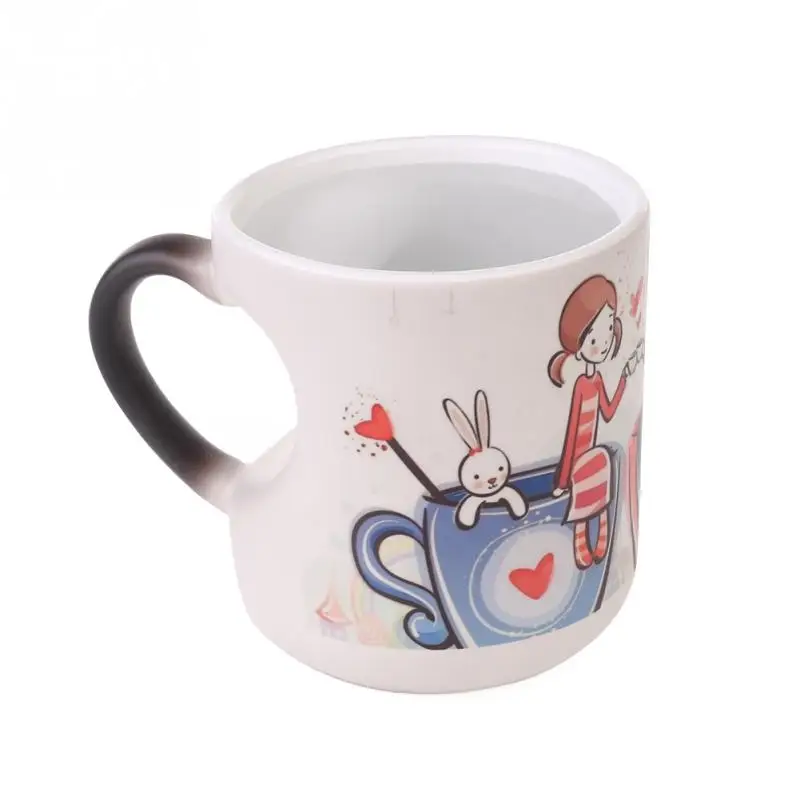 Кофе Чай Молоко Кружка Ceramics Форме Сердца Ручка Мультфильм Шаблон Горячий