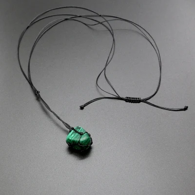 Malachite blk Модное индивидуальное ожерелье, натуральная подвеска в виде каменного маятника, кристальная подвеска, ожерелье с сеткой, ожерелье для йоги, ювелирные изделия для мужчин и wo мужчин - Окраска металла: Malachite blk
