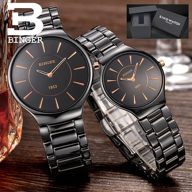 CoupleBRG Plusl-Orig Switzerland Binger Космические керамические кварцевые часы пара мода влюбленных стиль люксовый бренд водонепроницаемые наручные часы B8006 - Цвет: CoupleBRG Plusl-Orig