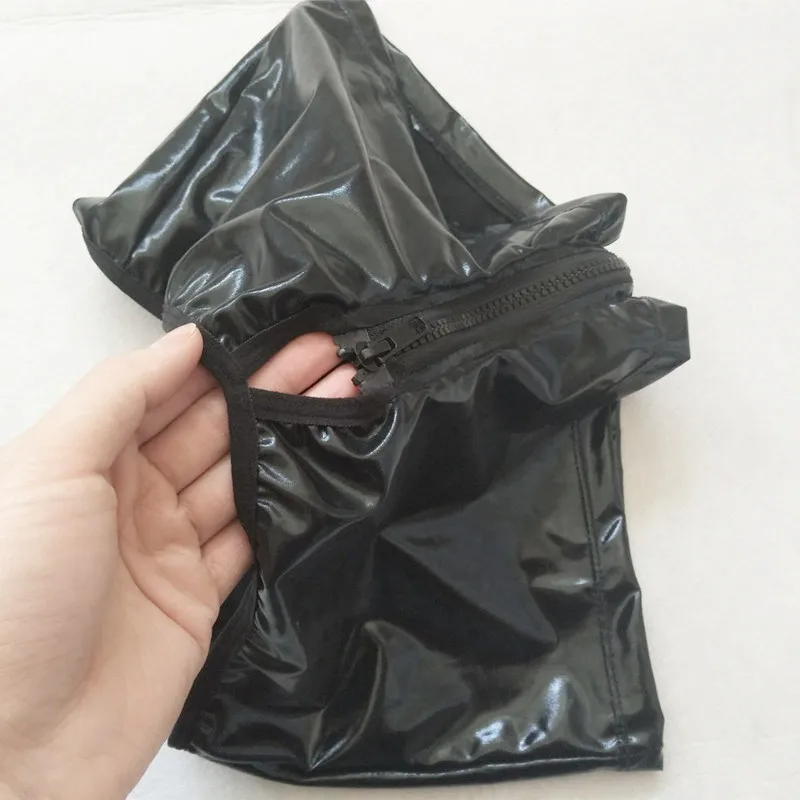 Мужские Эротические трусики из искусственной кожи с двойной молнией|leather panties|double