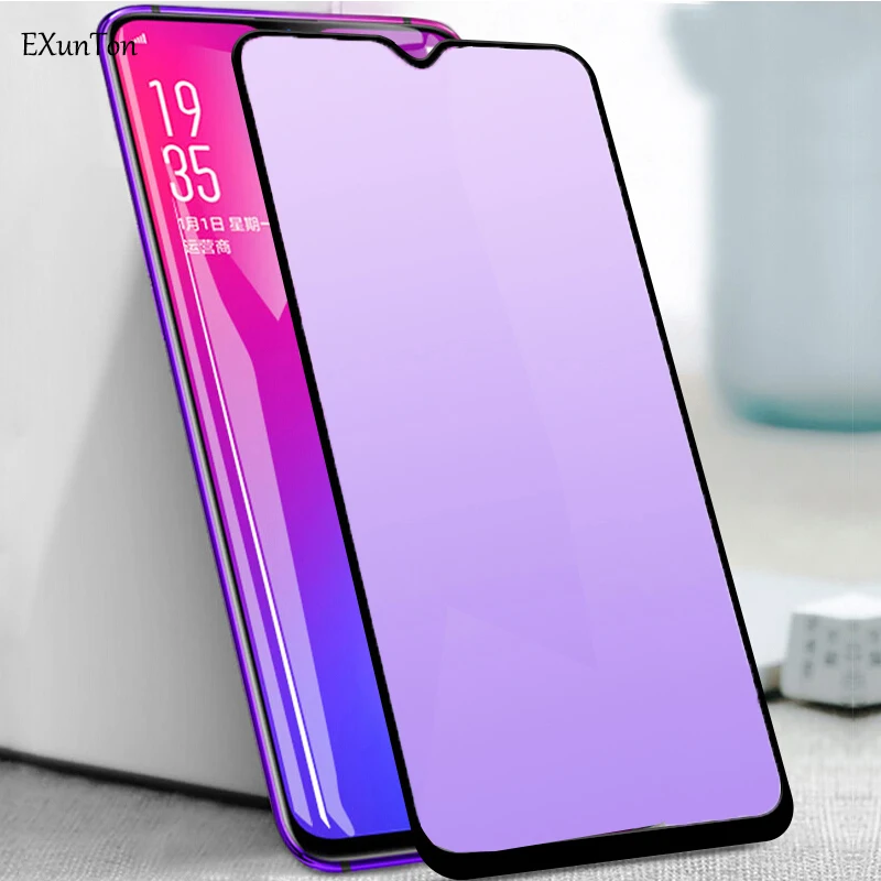 EXUNTON анти синий полное покрытие закаленное стекло 2.5D Защита экрана для OPPO R17 Pro RX17