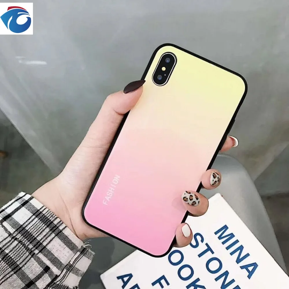HUANQING роскошный стеклянный чехол с градиентом для телефона iPhone 8 6 Plus 7 6s X XS MAX XR