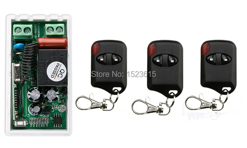 

most simple wiring 220V 1CH Wireless Remote Control Switch System 1*Receiver + 3*Transmitters for Appliances Gate Garage Door