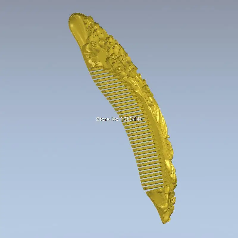 Расческа с цветком сливы 3d модель рельеф для ЧПУ в формате STL 3D станка ЧПУ|for cnc|comb