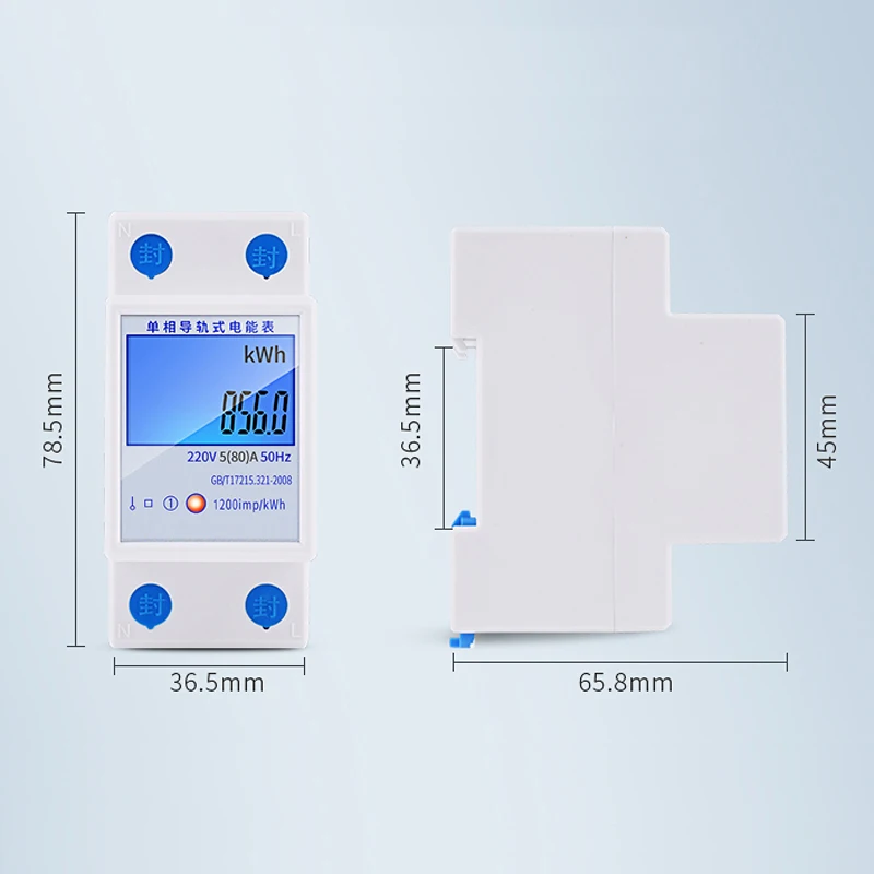 AC 220 V, 50Hz 5(80) однофазный Синий ЖК-дисплей Многофункциональный счетчик энергии din с подсветкой Din Тип дисплея A V W кВт/ч