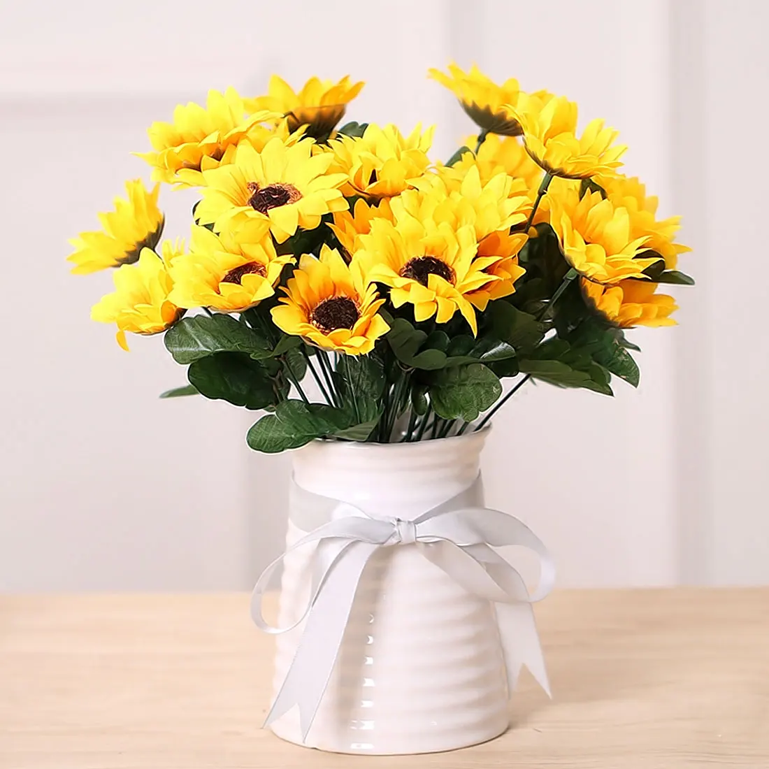 Цветочное украшение для стола сделай сам 1 букет желтый Шелковый Подсолнух