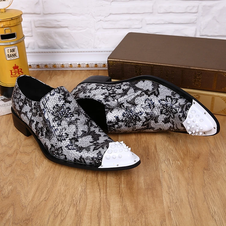 Мужские классические оксфорды из натуральной кожи серые с железной головкой и