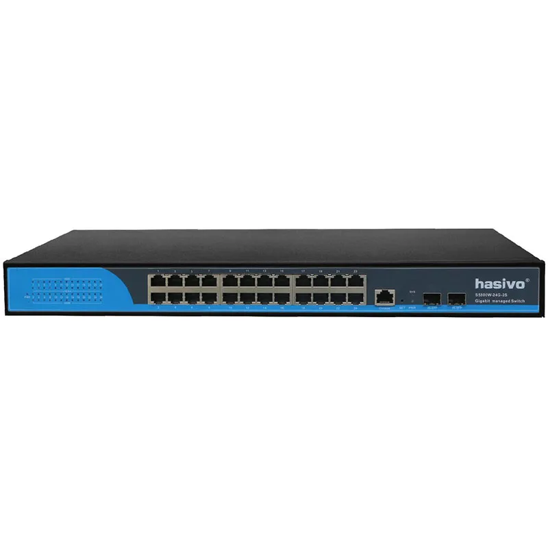 Управляемый переключатель 24 RJ45 10M/100M/1000M и 2 оптических порта 30 Вт AC100-240V 50/60 Гц |