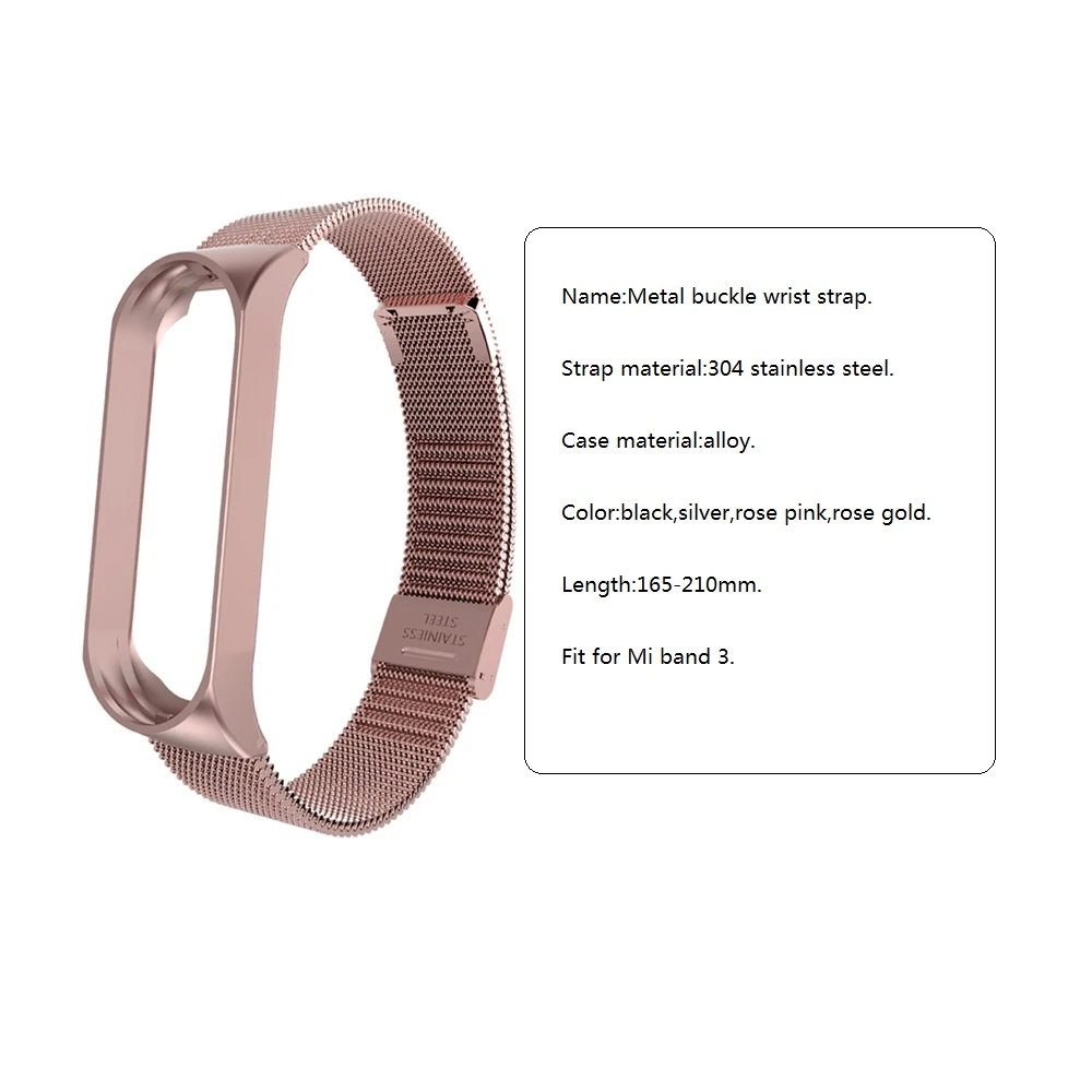 Ремешок на запястье для Xiaomi Mi Band 3 MiBand металлический браслет из нержавеющей