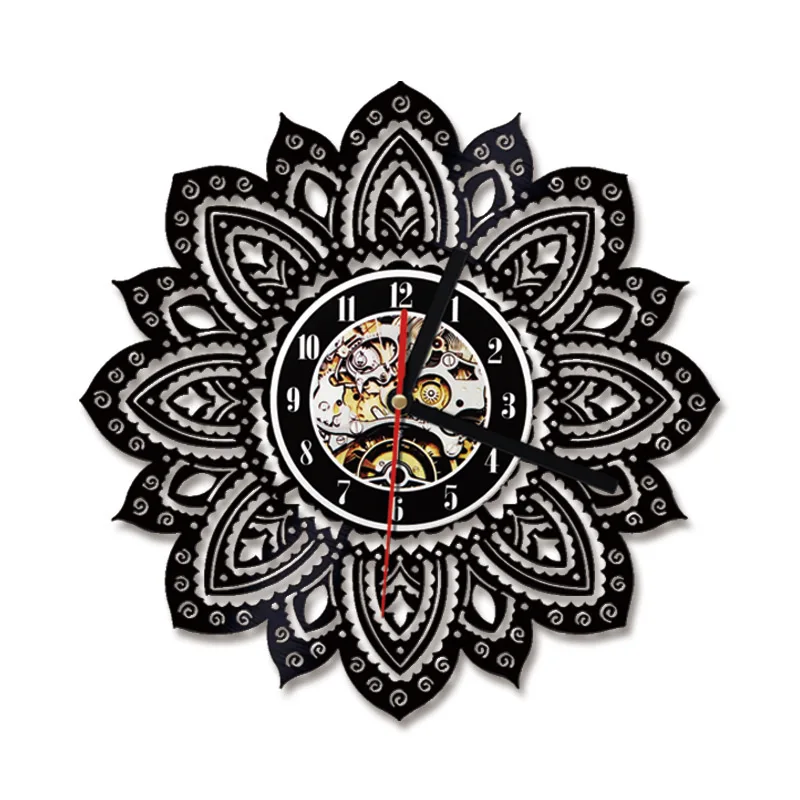 CD виниловые часы для записей полый Лотос настенные 3D цветок домашнее украшение