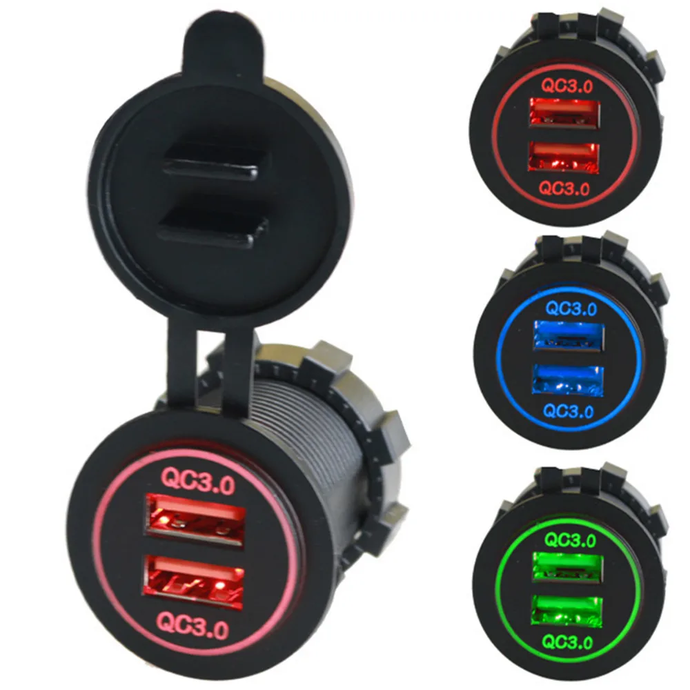 12V 24V двойной QC 3,0 умное usb-устройство для мотоциклов автомобиль Зарядное устройство Быстрая зарядка ваш мобильный телефон или планшет, даже во время отдыха на природе со Температура защиты