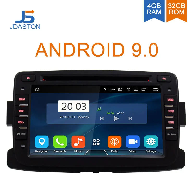 JDASTON 2 DIN Android 9 0 автомобильный dvd плеер для renault dacia duster Logan Восьмиядерный 4G + 32G 1080P