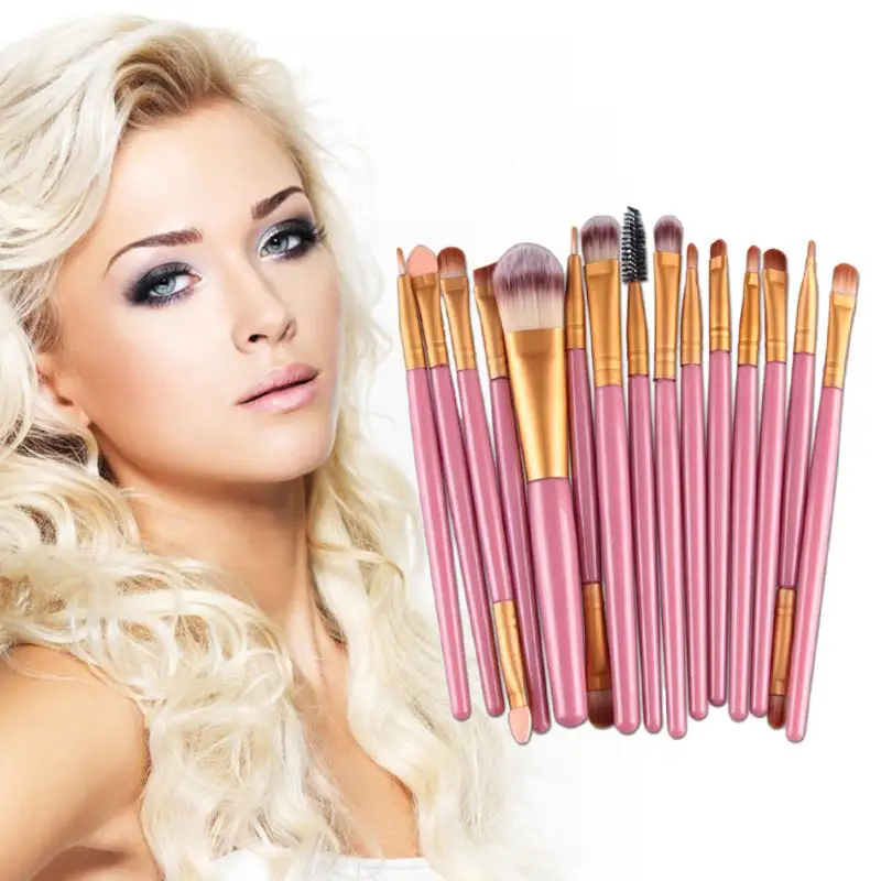 MANNAGE 15Pcs 7 Colors 1 sets Complete Makeup Brushes Set Facial Powder Lip Eyeliner Brush Cosmetic Make up Beauty Tools | Красота и