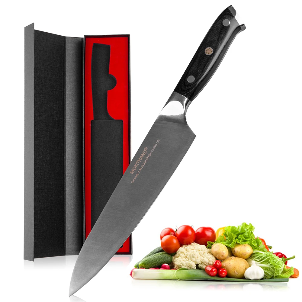 

Mokithand, 8 дюймов, Германия, 1,4116, стальные поварские ножи, Высокоуглеродистый японский кухонный нож, нож из нержавеющей стали с ручкой Pakka