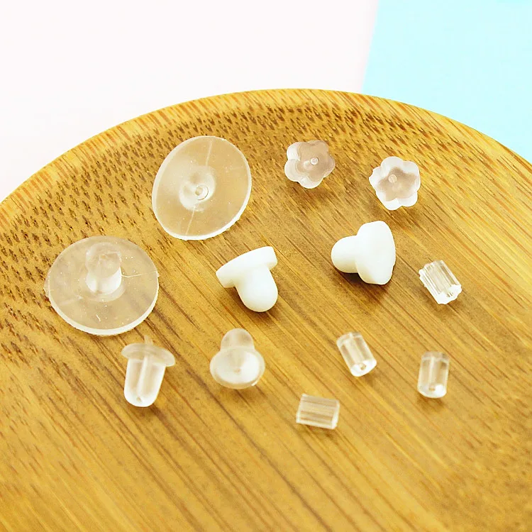 100pcs Earrings Jewelry Accessories Clear Silicone Barrel Bullet Plastic Rubber Ear Plugging Earring back Earstud Findings | Украшения и
