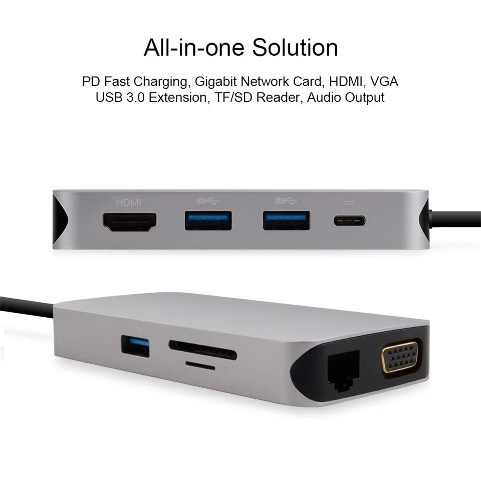 Usb хаб 10 в 1 адаптер Thunderbolt 3 Type C док станция порта USB 0 4K HDMI 1080P VGA RJ45 Gigabit Ethernet для Macbook