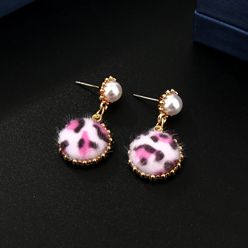 Dayoff Cute Cotton Leopard Round Pearl Dangle Earrings Women Jewelry Europe Boho Eardrop Vintage Gold Long E543 | Украшения и
