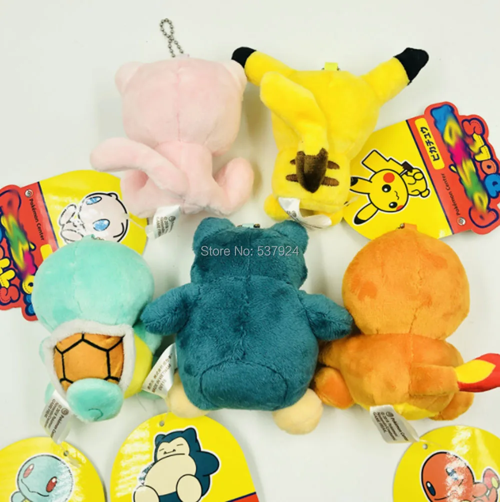 6 стилей Q Pikchu чармандер, Сквиртл Bulbasaur Mew Snorlax " 10 см Брелок-плюшевая кукла подвеска-CPPY